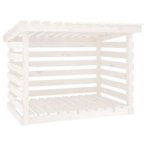 vidaXL Support pour bois de chauffage Blanc 108x73x79 cm Bois de pin