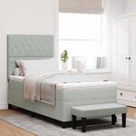 vidaXL Lit à ressorts avec matelas Gris clair 90 x 200 cm Velours