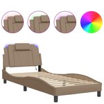 vidaXL Cadre de lit Viana avec LED sans matelas cappuccino 90x200 cm