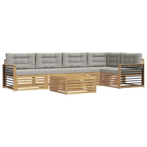 vidaXL Ensemble de canapés d'extérieur 6 Pièces Blanc et gris clair
