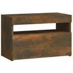 vidaXL Table de chevet avec lumières LED Chêne fumé 60x35x40 cm