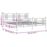 vidaXL Cadre de lit métal sans matelas et pied de lit blanc 180x200 cm