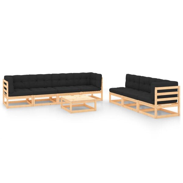 vidaXL Salon de jardin 8 Pièces avec coussins Bois de pin massif