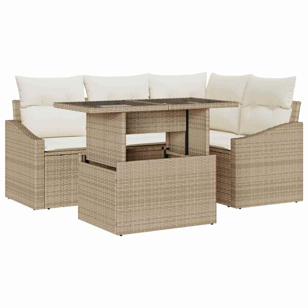 vidaXL Ensemble de canapé de jardin avec coussin 5 Pièces beige et crème