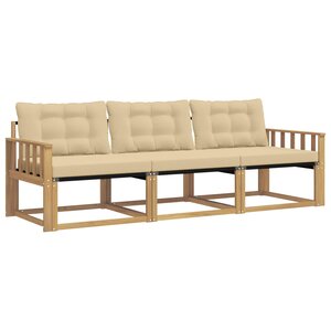 vidaXL Ensemble de canapés d'extérieur 3 Pièces Blanc et Beige
