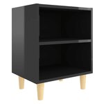 Vidaxl tables de chevet pieds en bois 2 pièces noir brillant 40x30x50 cm