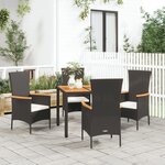 vidaXL Ensemble à manger de jardin coussins 5Pièces Noir Résine tressée