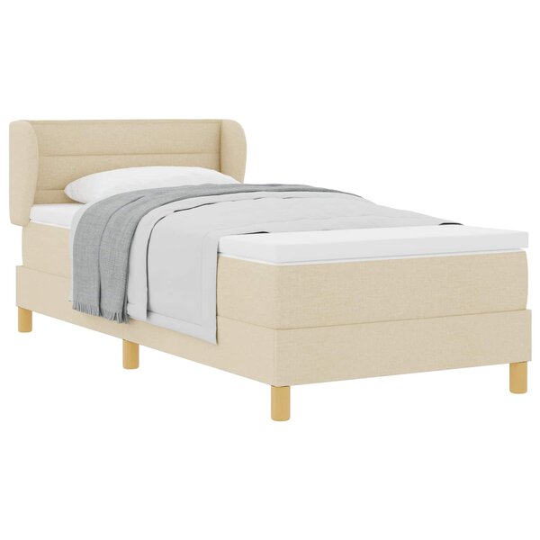 vidaXL Lit à ressorts avec matelas Crème 90 x 200 cm tissu