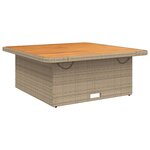 vidaXL Table de jardin beige 110x110x71 cm résine tressée bois acacia