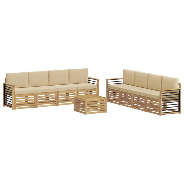 vidaXL Ensemble de canapés d'extérieur 9 pc Blanc et Beige Polyester