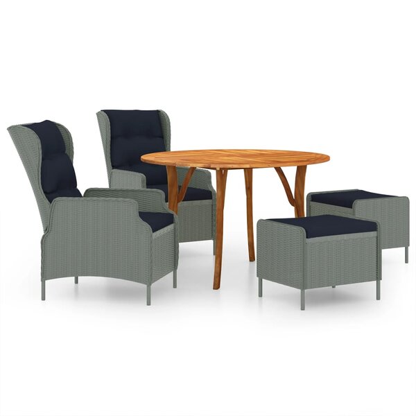 vidaXL Ensemble de salle à manger de jardin 5 Pièces Gris clair