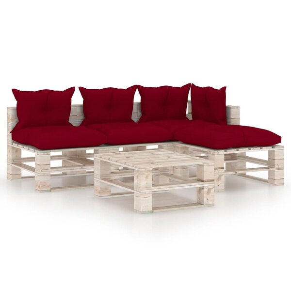 vidaXL Salon palette de jardin 5 Pièces avec coussins bois de pin