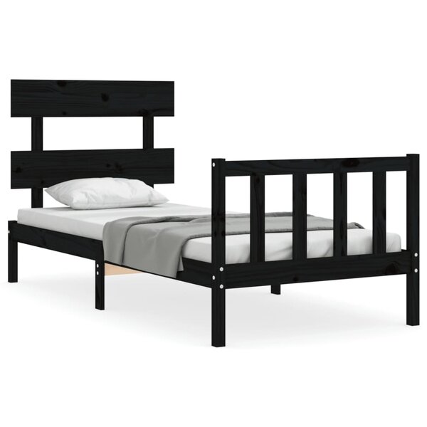vidaXL Cadre de lit sans matelas noir 100x200 cm bois massif de pin