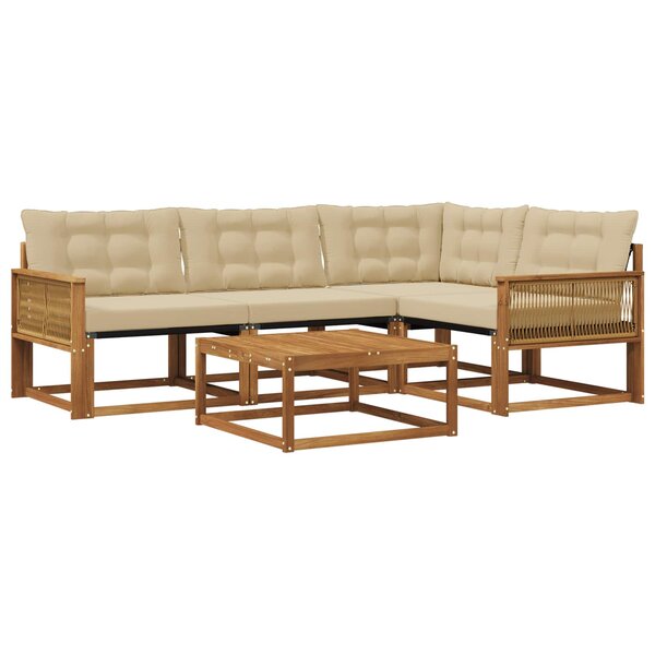 vidaXL Ensemble de canapés d'extérieur 5 Pièces Naturel et Beige