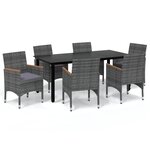 vidaXL Mobilier à dîner de jardin et coussins 7Pièces Résine tressée Gris