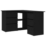 Bureau d'angle noir en chêne vidaXL  145x100x76 cm  fait de bois d'ingénierie
