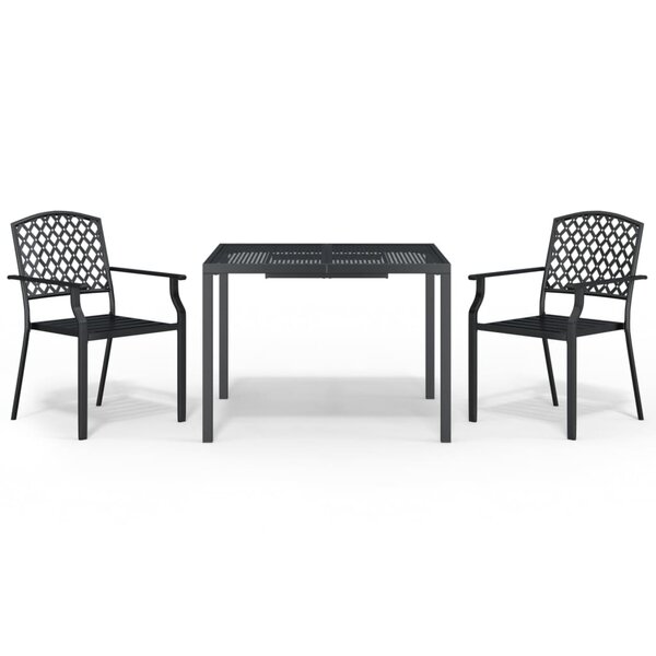 vidaXL Ensemble à manger de jardin 3 Pièces anthracite acier