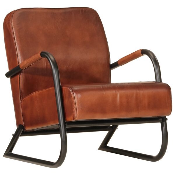 vidaXL Fauteuil marron cuir véritable