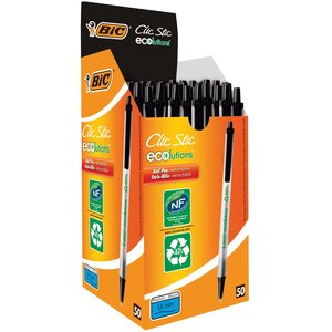 Stylo à bille rétractable ECOlutions Clic Stic noir x 50 BIC