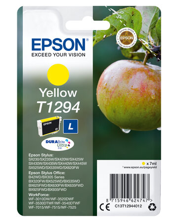 Epson singlepack yellow t1294 durabrite t1294 cartouche dencre jaune haute capacite 7ml 1-pack rf-am blister