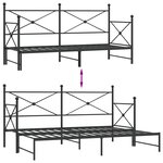 vidaXL Lit de jour et lit gigogne sans matelas noir 90x190 cm acier