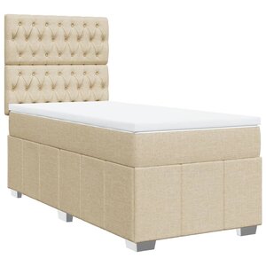 vidaXL Sommier à lattes de lit avec matelas Crème 100x200 cm Tissu