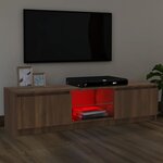 vidaXL Meuble TV avec lumières LED chêne marron 120x30x36 cm