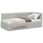 vidaXL Cadre de lit d'angle Gris clair 90 cm x 190 cm Velours