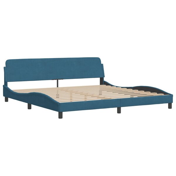 vidaXL Cadre de lit Dover bleu 200x200 cm velours