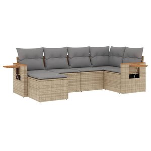 vidaXL Salon de jardin avec coussins 6 Pièces beige résine tressée