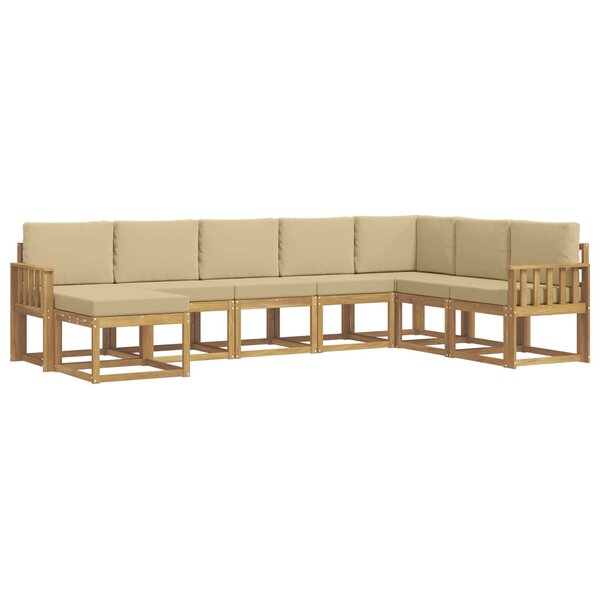 vidaXL Ensemble de canapés d'extérieur 8 Pièces Blanc et Beige