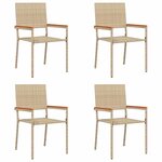 vidaXL Chaises empilables de jardin 4 Pièces Crème  Marron