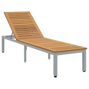 vidaXL Chaise longue Gris 200 x 55 x 35 cm Bois d'acacia massif