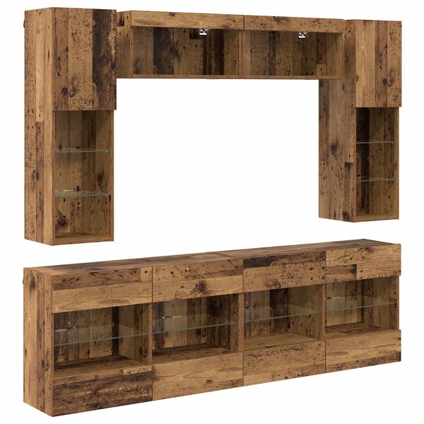 vidaXL Ensemble de meuble TV mural 6 Pièces Bois ancien Bois d’ingénierie