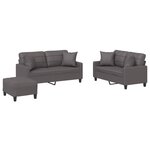 vidaXL Ensemble de canapés 3 Pièces avec coussins gris similicuir