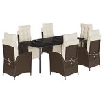 vidaXL Ensemble à manger de jardin et coussins 7 Pièces marron rotin