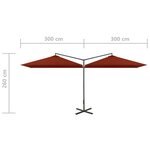 vidaXL Parasol de jardin double et mât en acier terre cuite 600x300 cm