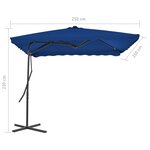 vidaXL Parasol d'extérieur avec mât en acier Bleu 250x250x230 cm