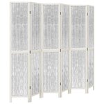 vidaXL Cloison de séparation 6 panneaux blanc bois de paulownia massif