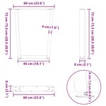 vidaXL Pieds de table à manger en forme de V 2 pièces Anthracite 60 x (72-73 3) cm Acier
