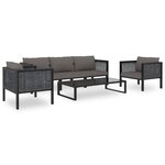 vidaXL Salon de jardin 6 Pièces avec coussins résine tressée anthracite