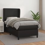 vidaXL Sommier à lattes de lit avec matelas Noir 80x200cm Similicuir