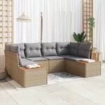 vidaXL Ensemble de canapé de jardin 6 Pièces Beige Poly rotin