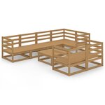 vidaXL Salon de jardin 8 Pièces marron miel bois de pin massif