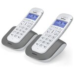 Profoon ensemble de 2 téléphones sans fil gros boutons blanc 2608 duo