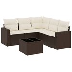 vidaXL Salon de jardin avec coussins 6 Pièces marron résine tressée