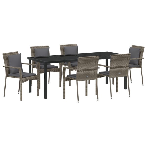 vidaXL Ensemble de Chaises de Jardin 7 Pièces Gris 200 x 80 x 73 cm