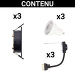 Lot 3 spots gu10 50w 2700k carré orientable noir et or ip20