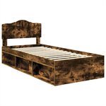 vidaXL Cadre de lit avec tête de lit Chêne fumé 75 x 190 cm Pin massif