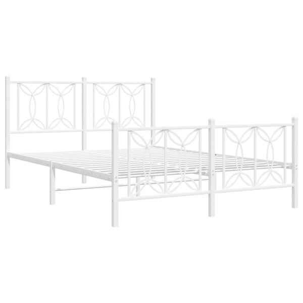 vidaXL Cadre de lit métal avec tête de lit/pied de lit blanc 135x190cm